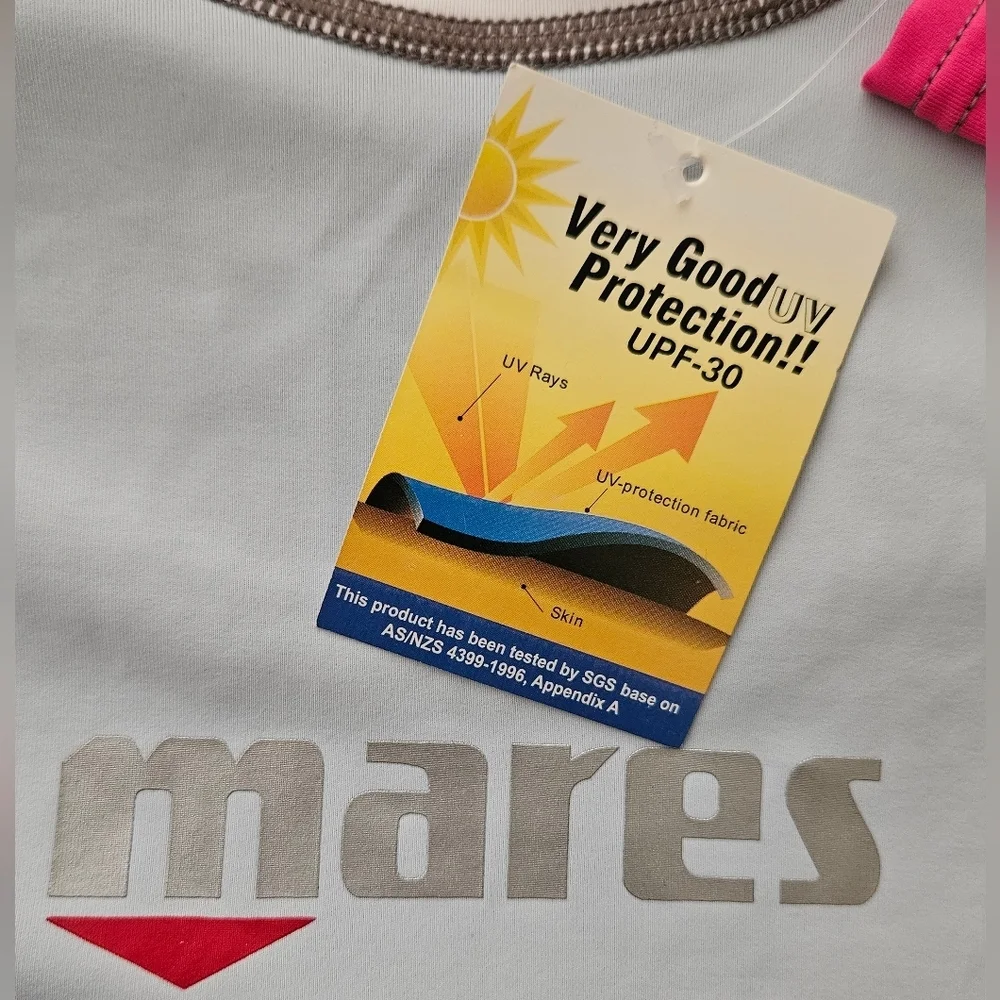 Mares Trilastic Rash Guard  UV Protection Shirt Long Sleeve Pink lBlue  size 14 - Picture 11 of 12